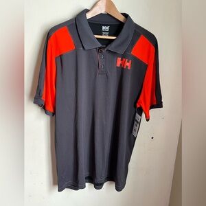 Helly Hansen Charcoal and Red Short-Sleeve Polo